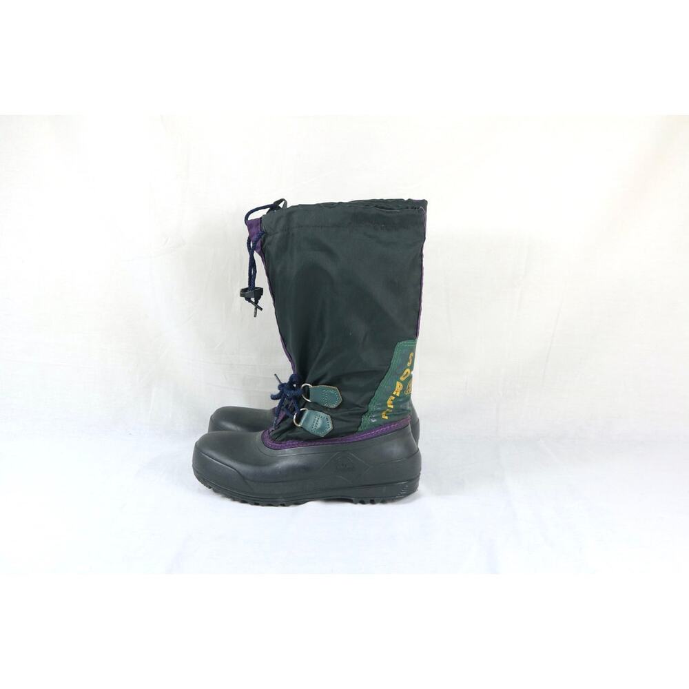 Sorel Vintage Snow Boots Duck Womens Size 5 Black Purple Green 80s 90s Pull Ons